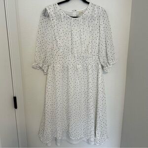 Roolee White Black Polka Dots Knee Length Dress Nursing Friendly Size L Women’s